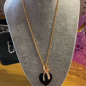 Iris Jewelry Black Onyx Heart & White Ice Necklace & Earrings Set